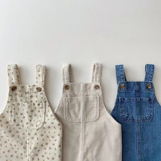 Children's Clothing Infant Toddler Spring And Autumn Floral Denim Suspender Pants